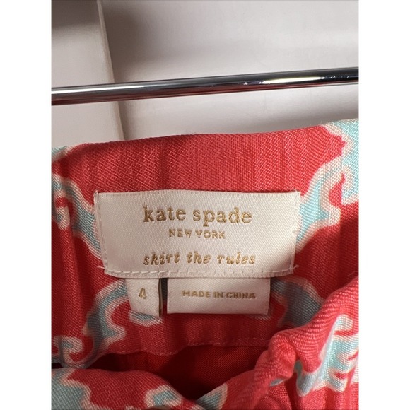 Kate Spade Silk Linen Blend Lattice Print Button Down Mini Skirt Women's Size 4 - Picture 2 of 8